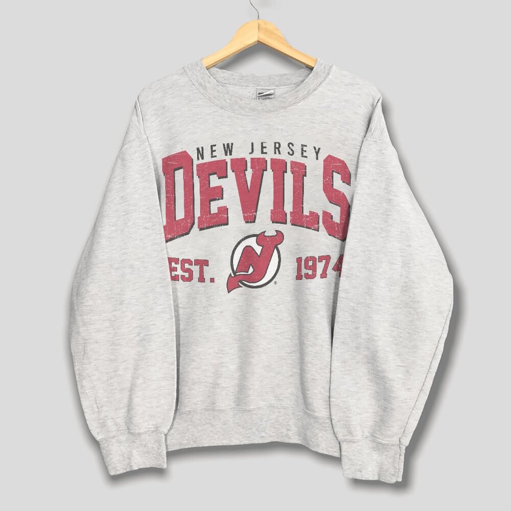 Vintage New Jersey Devils Sweatshirt, Retro 90s New Jersey Devils Hockey Shirt